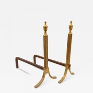 French Neoclassic Brass Andirons