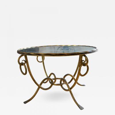 René Drouet gold leaf wrought iron coffee table