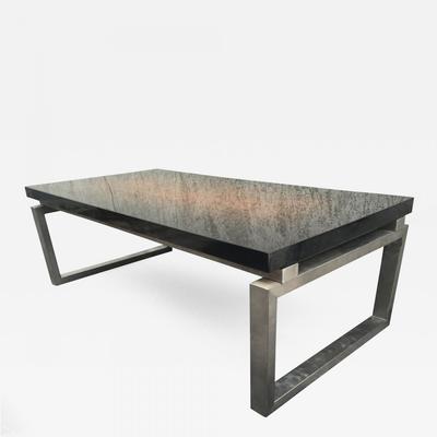 Maison Charles Brushed Steel Coffee Table Abstract Top