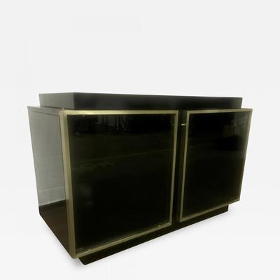 Maison Jansen Black lacquer & brushed steel cabinet
