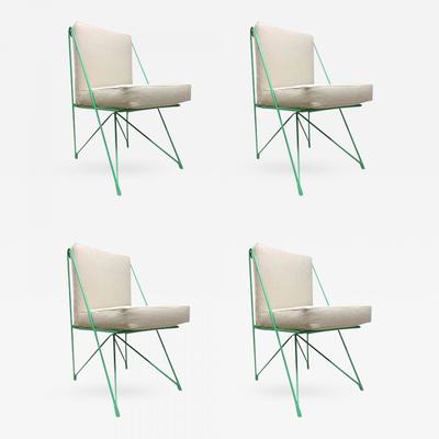 Raoul Guys four aqua metal outdoors chairs