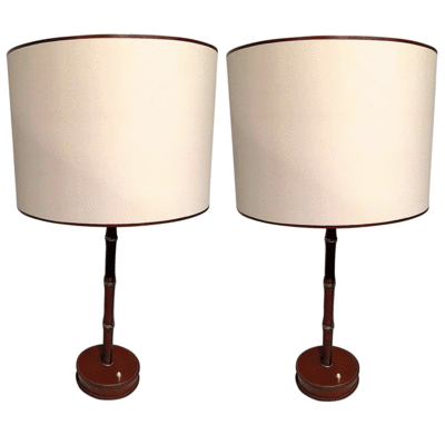 Jacques Adnet hand-stitched lamps