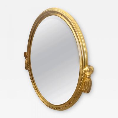 Maurice Dufrène Art Deco gold leaf carved oval mirror