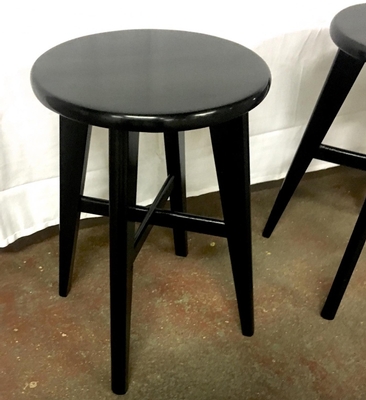 1950 Set Four Small French Black Stools