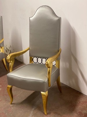 Andre Arbus attributed majestic pair of gold leaf chairs