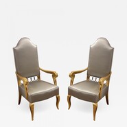 Andre Arbus attributed majestic pair of gold leaf chairs