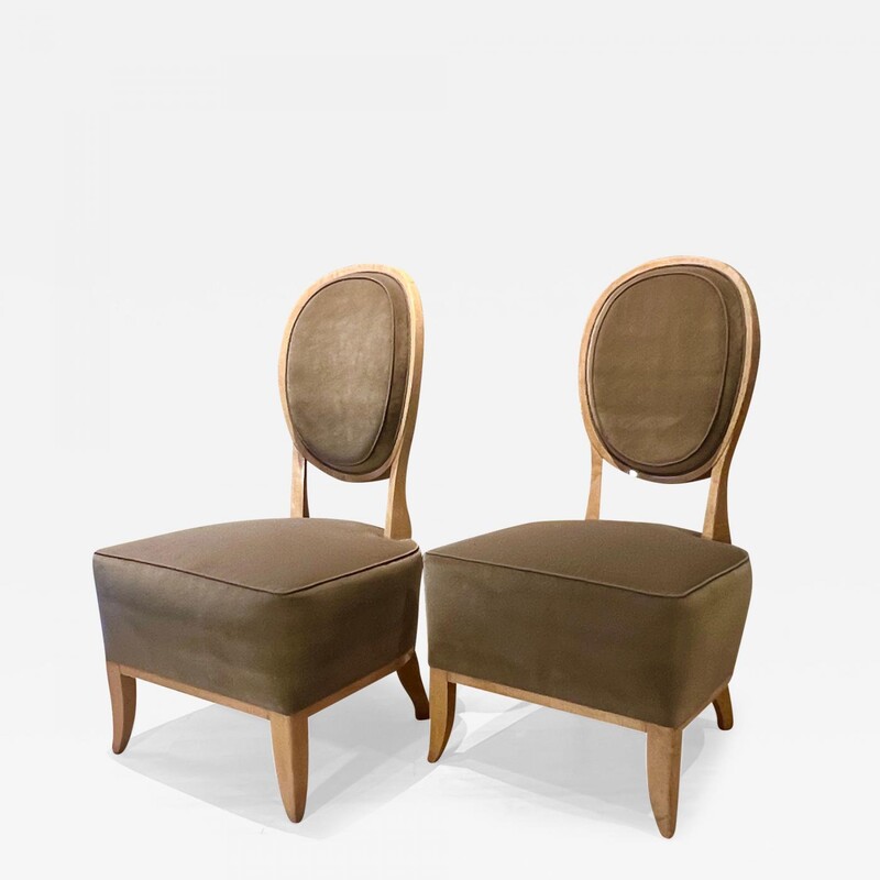 Andre Arbus documented pair of sycamore slipper chairs