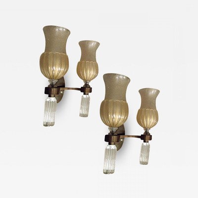 Andre Arbus for Veronese exceptional set of 6 Murano sconces