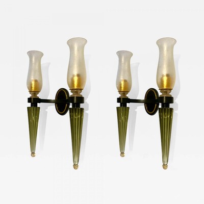 Andre Arbus for Veronese murano glass pair of sconces