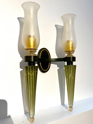 Andre Arbus for Veronese murano glass pair of sconces