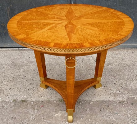 Andre Arbus  lemon tree marquetry & bronze accent coffee table