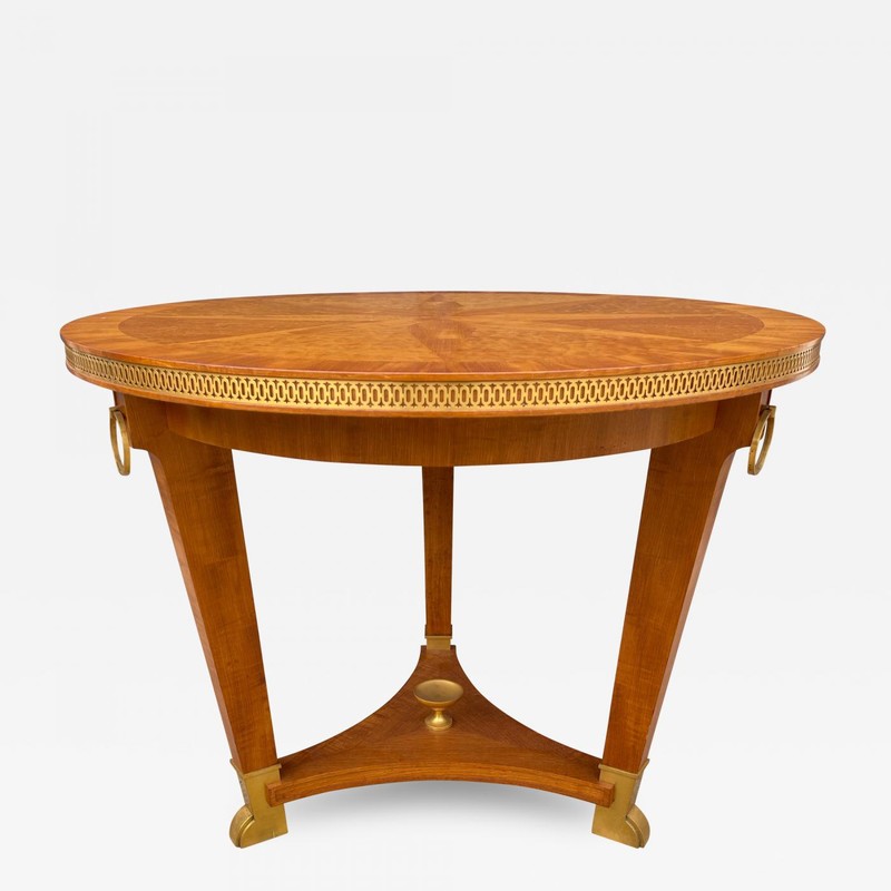 Andre Arbus  lemon tree marquetry & bronze accent coffee table