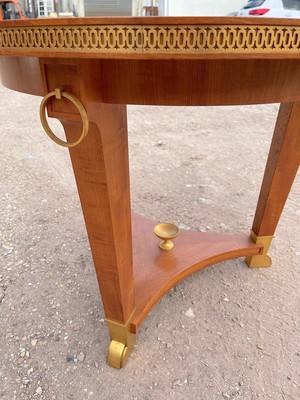 Andre Arbus  lemon tree marquetry & bronze accent coffee table