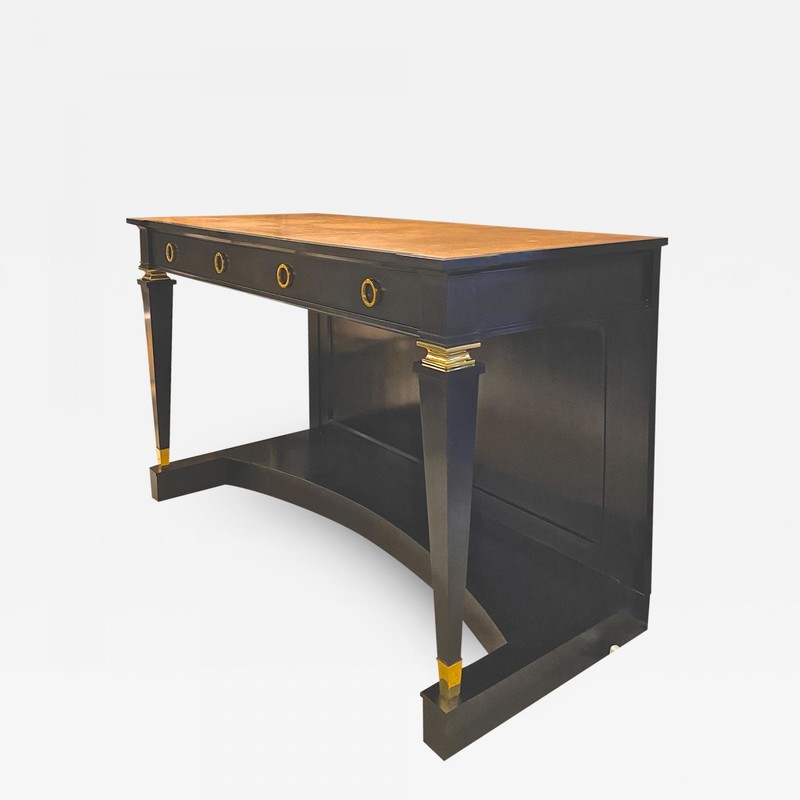 Andre Arbus long blackened wood & gold bronze accent console