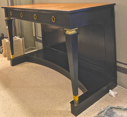 Andre Arbus long blackened wood & gold bronze accent console