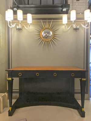 Andre Arbus long blackened wood & gold bronze accent console