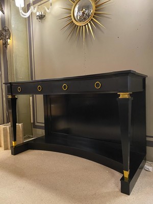 Andre Arbus long blackened wood & gold bronze accent console