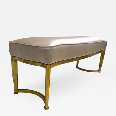 Andre Arbus long curved bench with gold leaf metal base