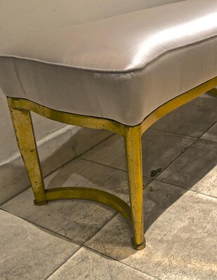 Andre Arbus long curved bench with gold leaf metal base