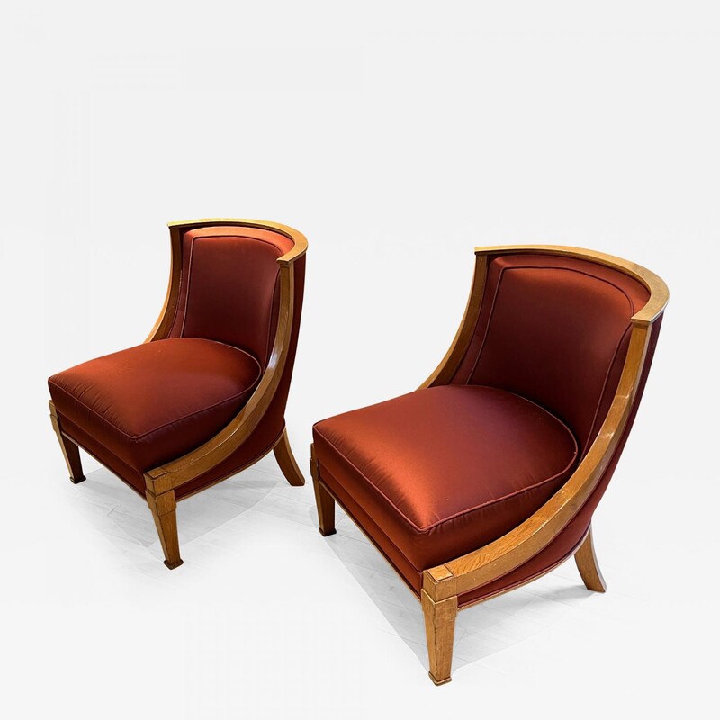 Andre Arbus pair of documented slipper chairs