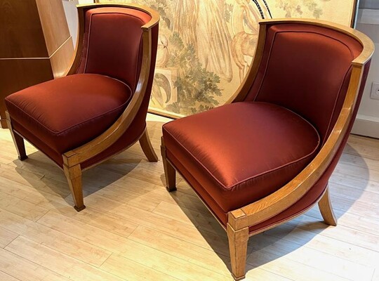 Andre Arbus pair of documented slipper chairs