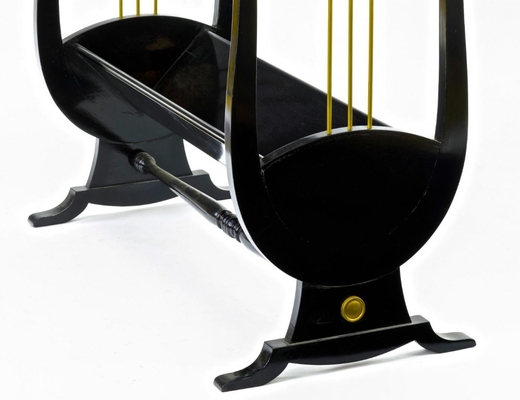 Andre Arbus pair of harp shaped black lacquered and gold accent s