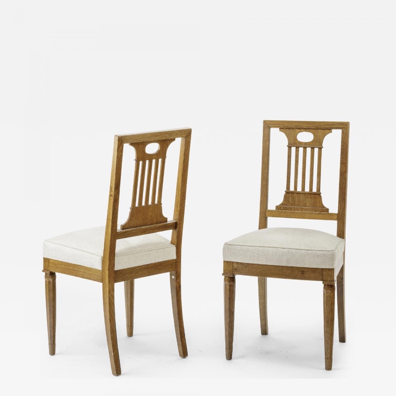 Andre Arbus style Neo classical pair of oak chairs 