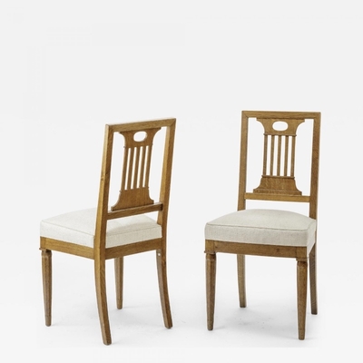 Andre Arbus style Neo classical pair of oak chairs 