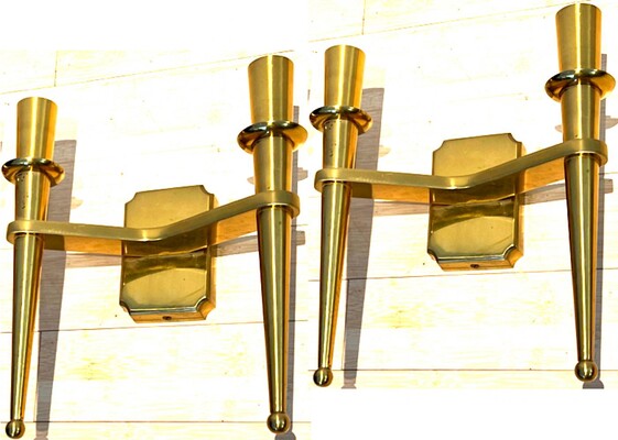 Andre Arbus style New classical gold solid bronze pair of sconces