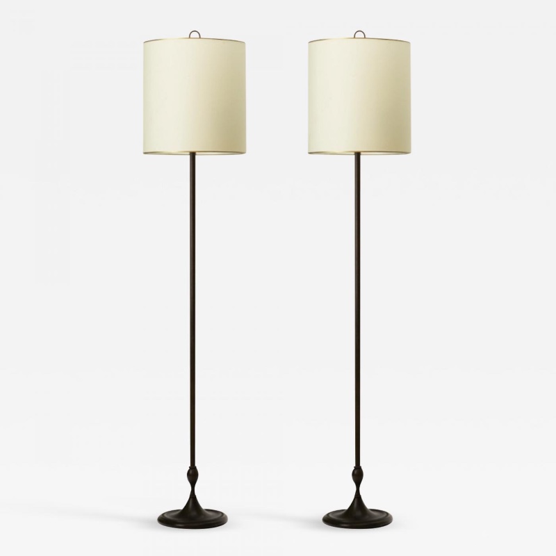 Andre Arbus style pair of neo classic oxidized bronze floor lamp