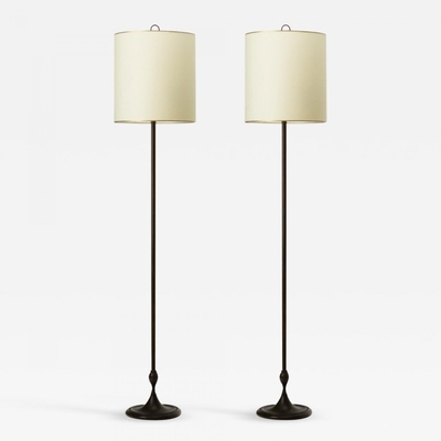 Andre Arbus style pair of neo classic oxidized bronze floor lamp