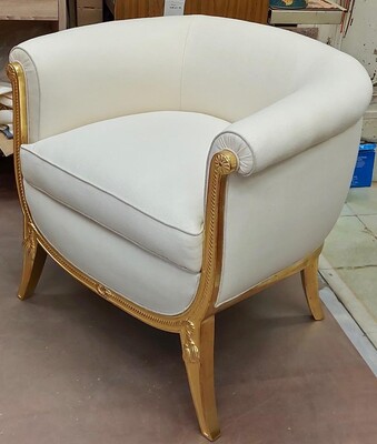 Andre Groult rarest refined gold leaf frame pair of chairs