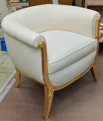 Andre Groult rarest refined gold leaf frame pair of chairs