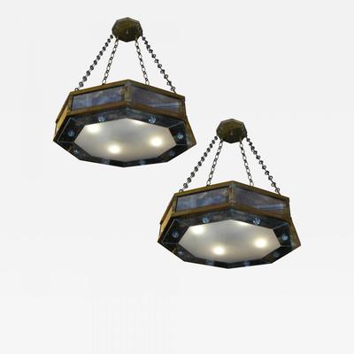 André Hayat chandelier 8lights gilt bronze  eglomised mirror