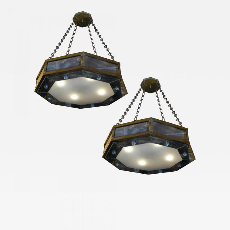 André Hayat chandelier 8lights gilt bronze  eglomised mirror