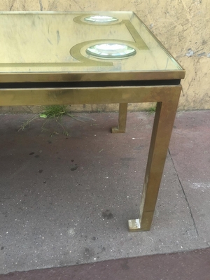 André Hayat Long Gold Bronze Patinated Coffee Table