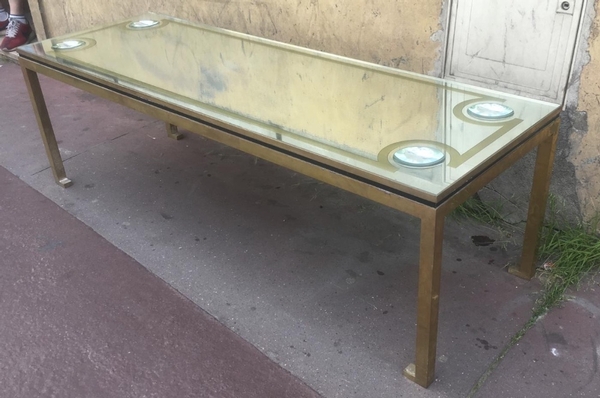 André Hayat Long Gold Bronze Patinated Coffee Table