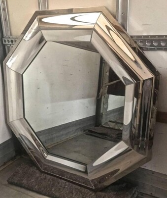 Andre Hayat Octagonal Steel Mercury Curved Glass Mirror