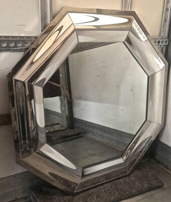 Andre Hayat Octagonal Steel Mercury Curved Glass Mirror