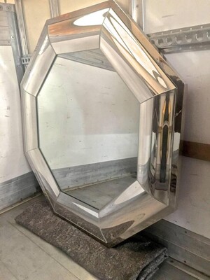 Andre Hayat Octagonal Steel Mercury Curved Glass Mirror