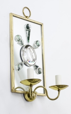 Andre Hayat pair of rock mirrored crystal and gold bronze 