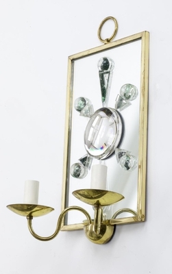 Andre Hayat pair of rock mirrored crystal and gold bronze 