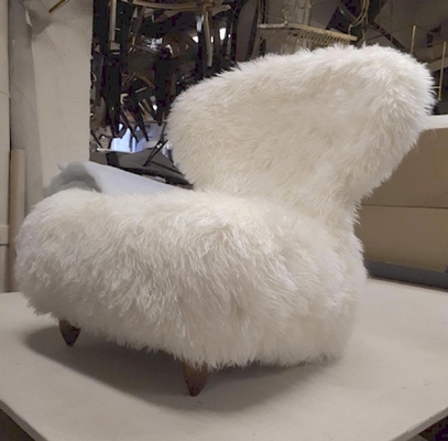 Annie Hieronimus for Cinna pair chairs mohair faux fur