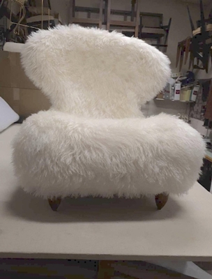 Annie Hieronimus for Cinna pair chairs mohair faux fur