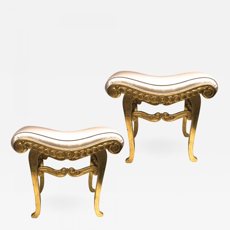 Armand Rateau pair of gold leaf satin silk