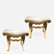 Armand Rateau pair of gold leaf satin silk
