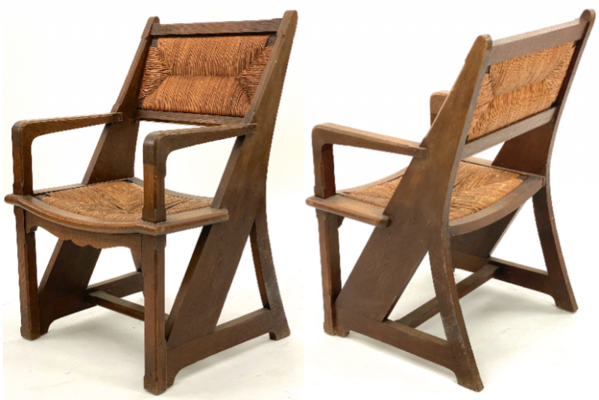 Art and Craft rarest pair of brutalist pre -modernist arm chairs