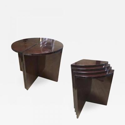 Art Deco four quarter coffee table stackable in nest table