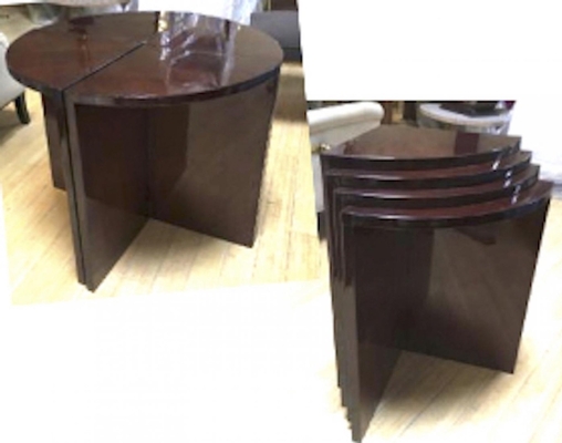 Art Deco four quarter coffee table stackable in nest table