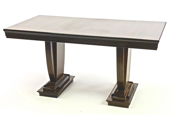 Art deco superb Macassar desk with slide shelves